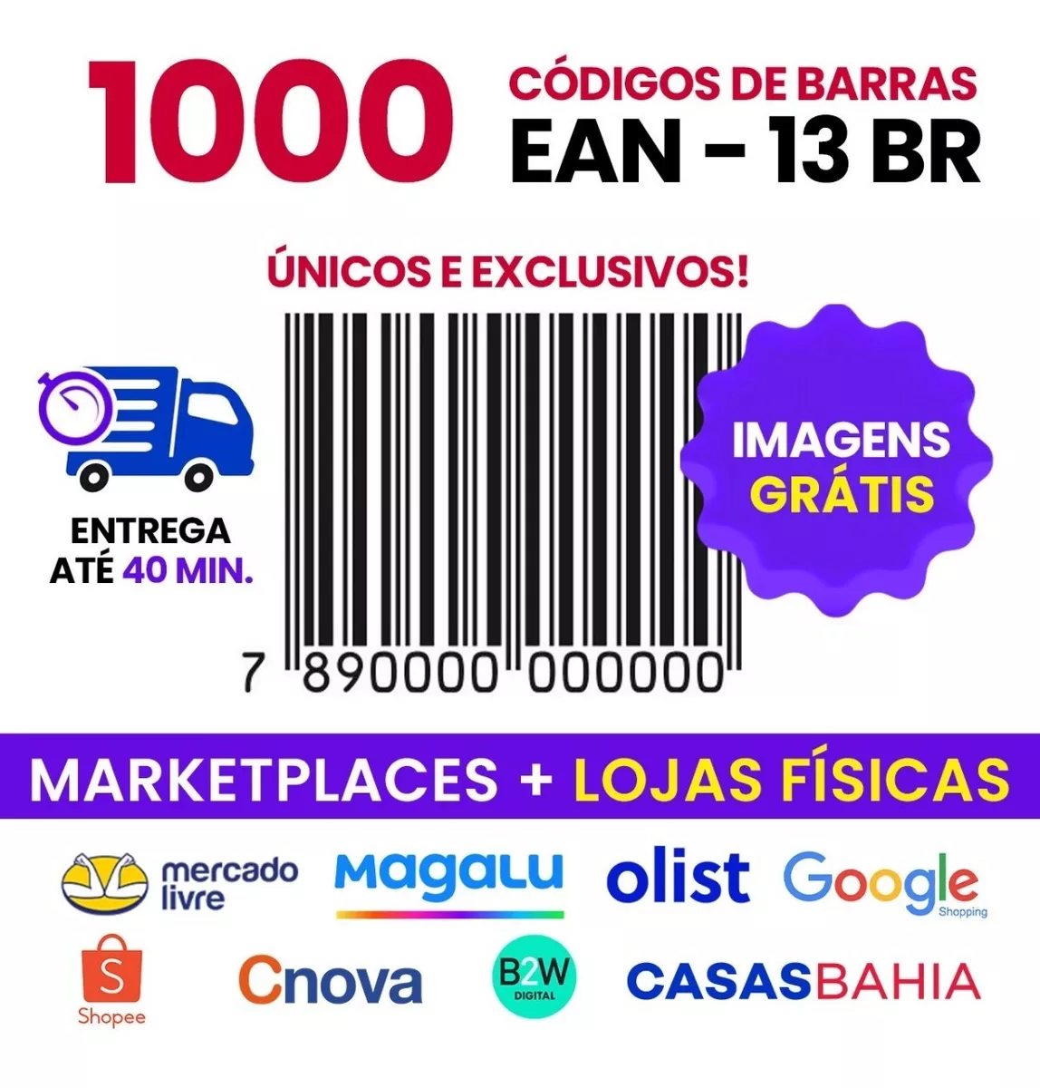 1000 Códigos De Barras Ean 13 789 Para Marketplace