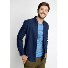 Camisa Hombre Franela Lisa F Azul Marino Fw 2023 Ferouch