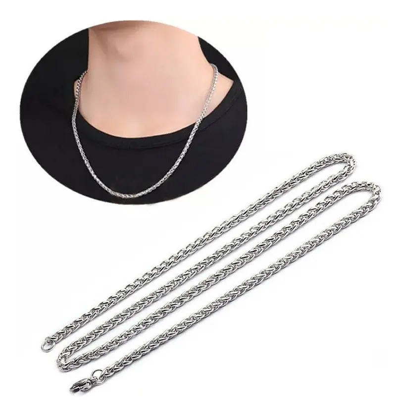 Cadenita Collar De Hombre Acero Quirurgico Espiga Fina 3mm