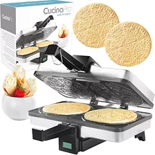 Krumkake Baker By Cucina Pro - 100% Non Stick, Makes Tw...