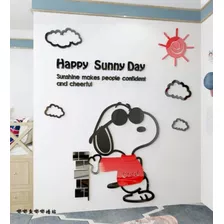 Snoopy Stiker Adhesivo Acrílico 3d Para Pared