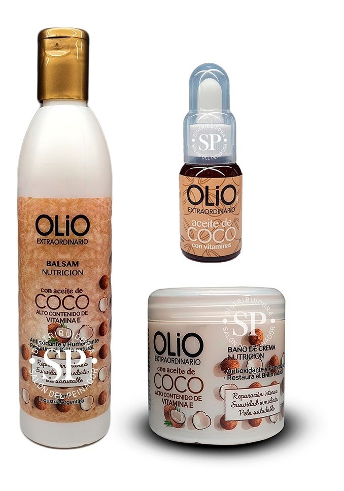 Kit Olio Aceite De Coco Balsam + Baño De Crema + Serum