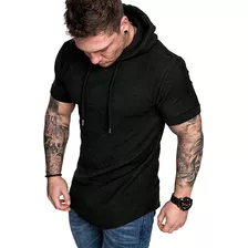 Sudadera Manga Corta De Verano Con Capucha Para Hombre