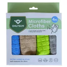 Repasador Paño Microfibra Pack X 4 Colores Surtidos