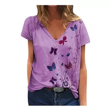 Playera Holgada Con Cuello En V Para Mujer Con Cuello En V