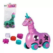Brinquedo Infantil Educativo Unicórnio Luna Encaixe 7 Peças Cor Roxo