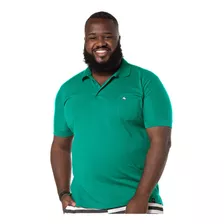 Camiseta Gola Polo Masc Com Bolso G9 Plus Size Turquesa Plp7