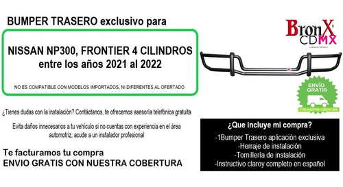 Bumper Burrera Trasera Nissan Np300 Frontier 2021-2022 Foto 5