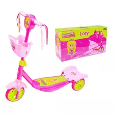 Patinete Infantil 3 Rodas - Cestinha - Ajustável - 50kg Unik Cor Rosa Princesinha Lory