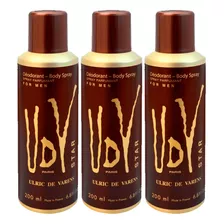 Kit 3 Desodorantes Masculinos Spray Udv Star - 200ml