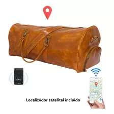 Maleta Cuero Genuino Con Gps Satelital New York Duffle Viaje