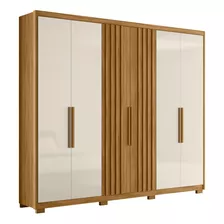 Guarda Roupa Casal 6 Portas 4 Gavetas 260cm Gaia Freijó/off Cor Amarelo