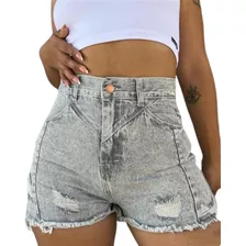 Las Locas - Short Gray Karev Hilo Blanco- Rigido - Roturas