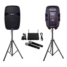 Caixa Wls J15 Pro Ativa + J15 Passiva + 2 Mic S/fio+pedestal