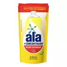 Detergente Líquido Ala + Concentrado Limón 450 Ml Doypack