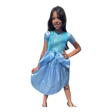 Vestido Princesa Fantasia Cinderela Infantil Azul 