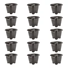 15 Vasos Quadrado Plástico 800ml Preto P/ Plantas E Flores