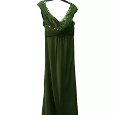 Está Precioso! Vestido Verde Oscuro Con Drapeado. Último