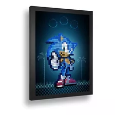 Quadro Emoldurado Retro Sonic 8bits Poster Emoldurado Arcade