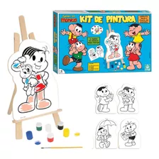 Kit Pintura Turma Da Mônica Cavalete Telas Paleta Tinta Nig