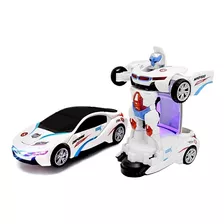 Carro Policia Transformers Vira Robo 3d C Som Led Movimento