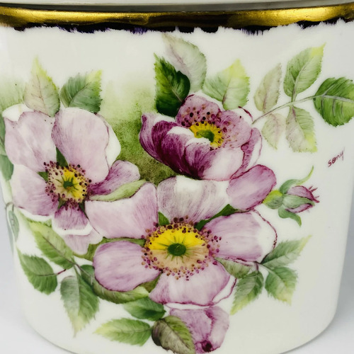 Porta Joias Vintage Floral Pintado À Mão Pegador Em Bronze Branco 3