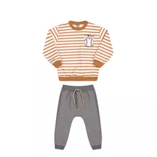 Conjunto Bebê Menino Moletom Listras