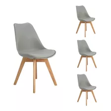 Pack 4 Silla Eames Acolchada Dsw Gris / Comedor Escritorio