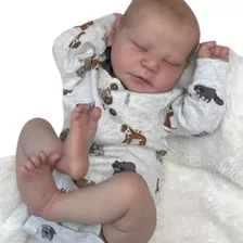 Bebê Reborn Cabelo Pintado Corpo De Pano Olho Fechado Neném