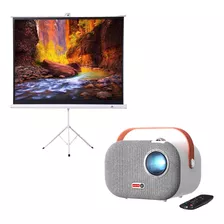 Proyector Full Hd Smart Bluetooth Byintek + Pantalla 4:3 84 Color Blanco