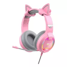 Audífonos Gamer Oreja De Gato Cancelación De Ruido - Rosa