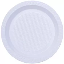 200 Prato Refeição Descartável 21cm Plástico Branco Pratos