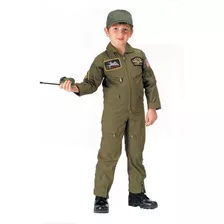 Disfraz Para Niño Overol De Vuelo Top Gun Verde Oliva