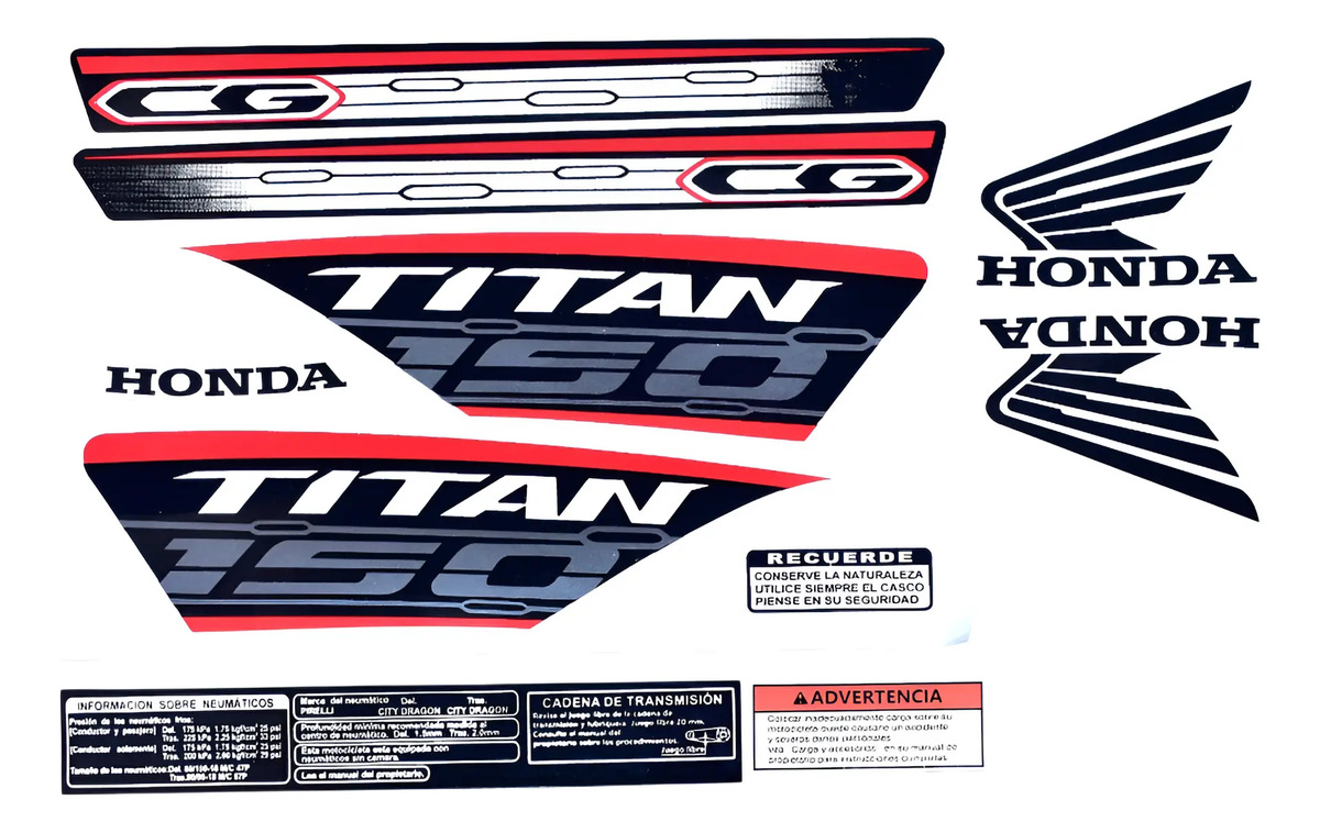Calcomanías Tipo Original Cg Titan 150 2019 Moto Blanca