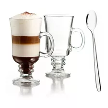 Set De 6 Tazas + Cucharas Para Cappuchino 250cc Irish Coffee