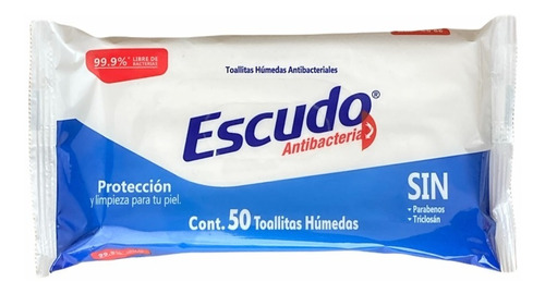 Toallitas Húmedas Antibacteriales Escudo Paquete 50 Toallas