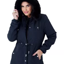 Parka Sarja Casaco Sobretudo Frio Feminino Forrada Inverno