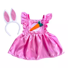 Vestido Infantil Bebê Temático Coelinho Da Páscoa Com Tiara