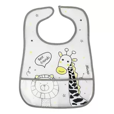 Babador Bebe Impermeável Plástico C/bolso Infantil Clingo Girafa