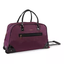 Bolso De Viaje Con Ruedas Bebe Tela Reforzada Color Vino