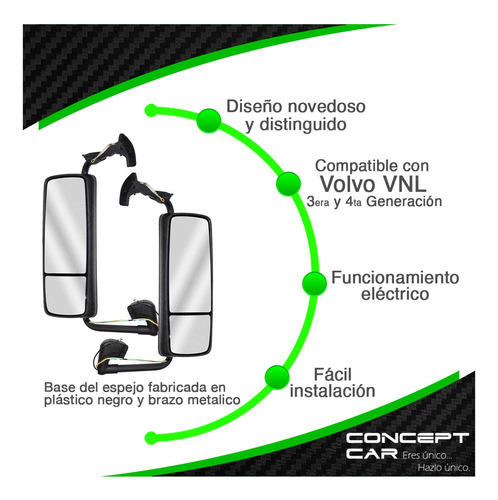 Par Espejo Lateral Volvo Vnl 3era Y 4ta Generacion Cromo Ele Foto 4
