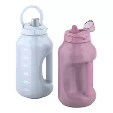 Pack De Botellas De Agua Ello Hydra Gris/verde Con Popote 2 Color Rosa