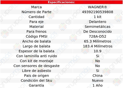 Balatas Semimetalicas Del Wagner Kingswood V8 5.0l 69 Foto 2