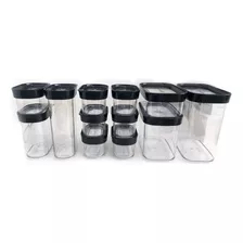 Kit Conjunto De 12 Potes Herméticos Mantimentos E Temperos