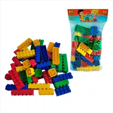 Kit Blocos De Montar Infantil Colorido Educativo 48 Peças 