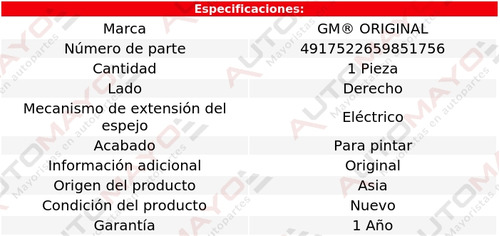 Un Espejo Derecho Gm Original Captiva Sport 2021-2022 Foto 2