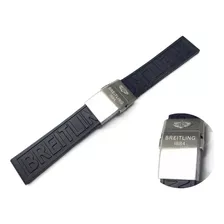 Pulseira Para Breitling Preta 22x20mm Com Fecho Inox