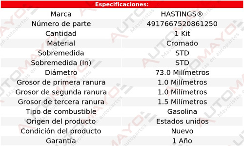 Kit Anillos De Pistn Std Hastings Insight 1.3l L4 10-13 Foto 3