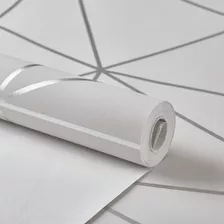 Papel De Parede Vinilico Lavavel Zara Branco Gelo Prata 10m