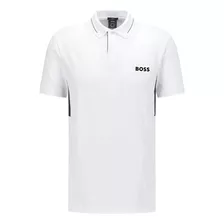 Playera Tipo Polo Hugo Boss Paulatech Blanco Casual Original